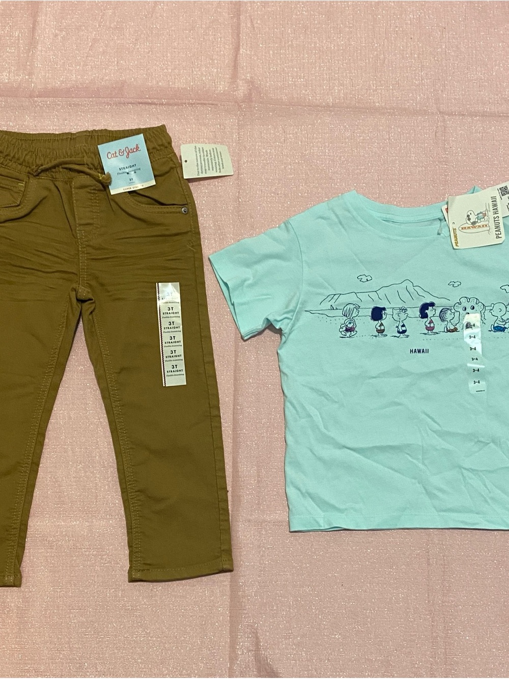 Cat & Jack Brown Kids Jeans and Light Blue Peanuts Tee Set
